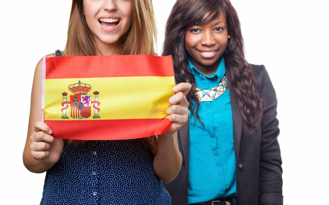 jumbrela chicas con bandera de espana